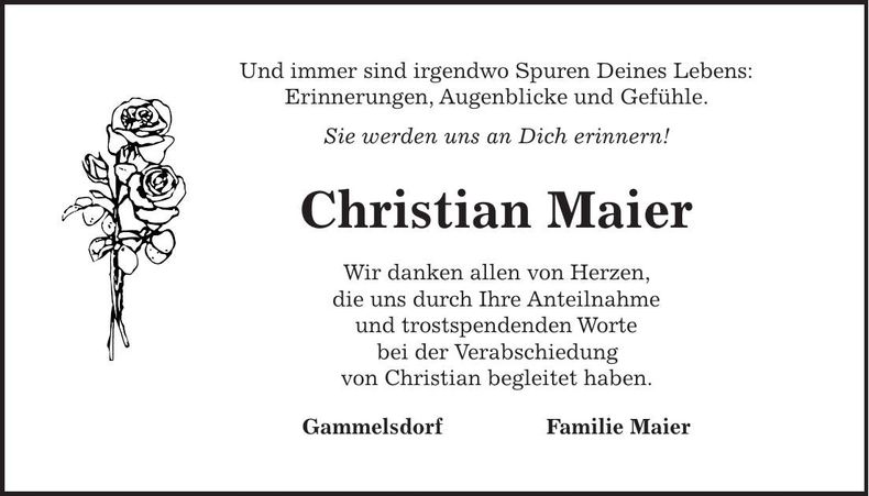 Traueranzeige Christian Maier