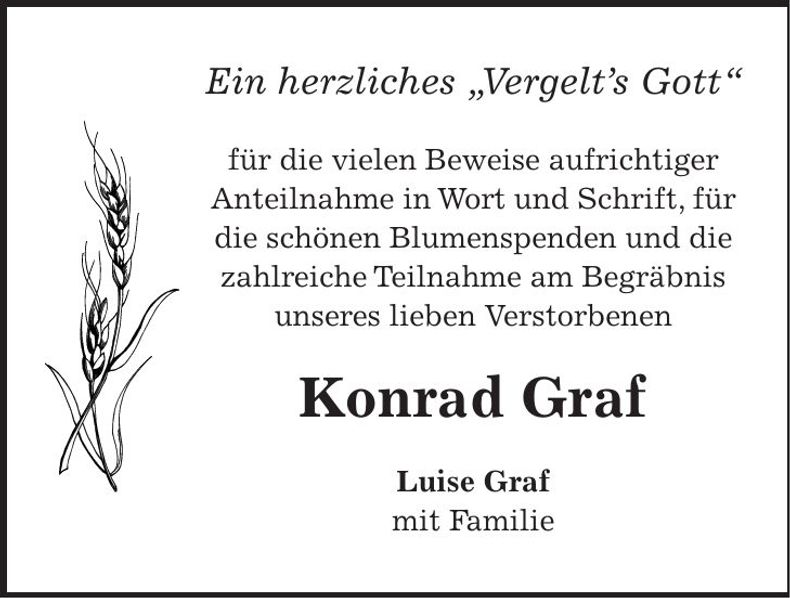 Traueranzeige Konrad Graf