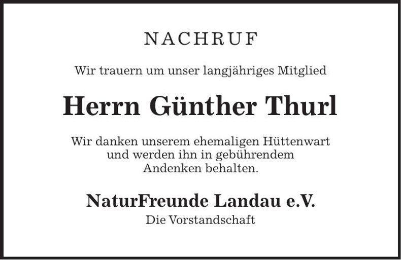 Traueranzeige Günther Thurl