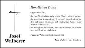 Traueranzeige Josef Walberer