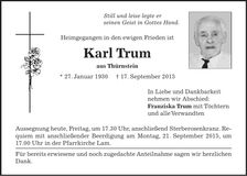 Traueranzeige Karl Trum