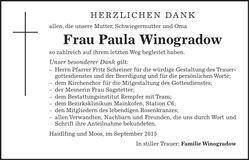 Traueranzeige Paula Winogradow