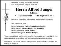 Traueranzeige Alfred Junger