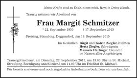 Traueranzeige Margit Schmitzer