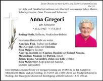Traueranzeige Anna Gregori