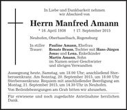 Traueranzeige Manfred Amann