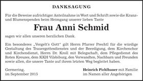 Traueranzeige Anni Schmid