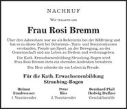 Traueranzeige Rosemarie Bremm
