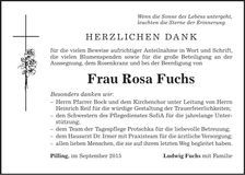 Traueranzeige Rosa Fuchs