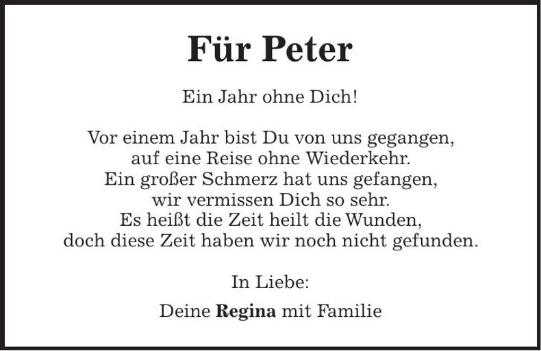 Traueranzeige Peter Rinklake