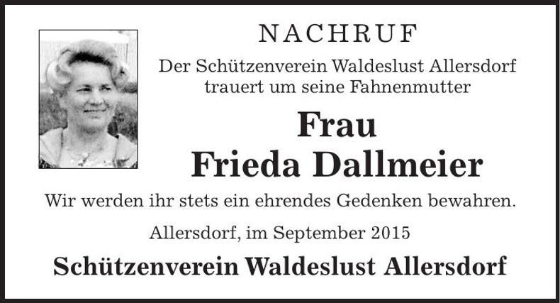 Traueranzeige Frieda Dallmeier