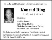 Traueranzeige Konrad Ring