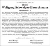 Traueranzeige Wolfgang Schwaiger-Herrschmann
