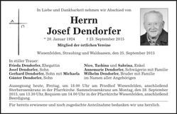 Traueranzeige Josef Dendorfer