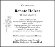Traueranzeige Renate Holzer