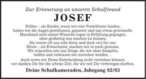 Traueranzeige Josef Schamberger