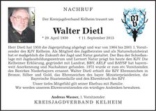 Traueranzeige Walter Dietl