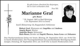 Traueranzeige Marianne Graf