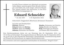 Traueranzeige Eduard Schneider