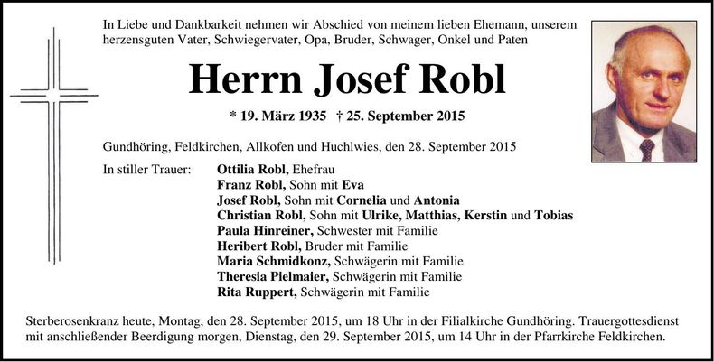 Traueranzeige Josef Robl
