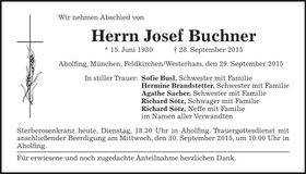 Traueranzeige Josef Buchner