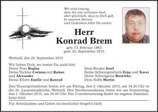 Traueranzeige Konrad Brem