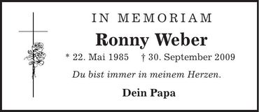 Traueranzeige Weber Ronny