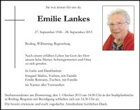 Traueranzeige Emilie Lankes