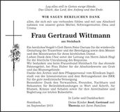 Traueranzeige Gertraud Wittmann