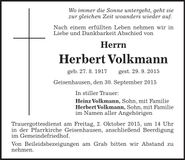Traueranzeige Herbert Volkmann