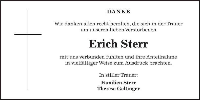 Traueranzeige Erich Sterr