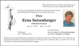 Traueranzeige Erna Seisenberger