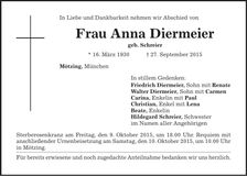 Traueranzeige Anna Diermeier