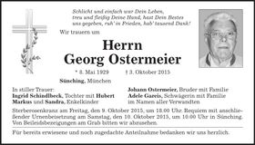 Traueranzeige Georg Ostermeier