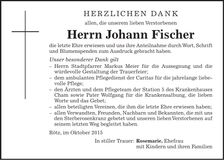 Traueranzeige Johann Fischer