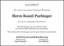 Traueranzeige Kamil Puchinger