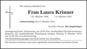 Traueranzeige Laura Krinner