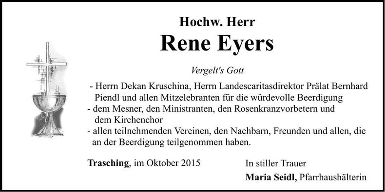 Traueranzeige Rene Eyers Hochw. Herr