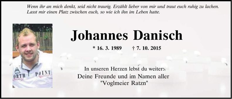 Traueranzeige Johannes Danisch