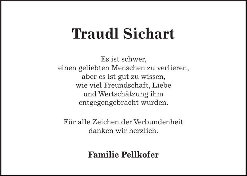 Traueranzeige Traudl Sichart