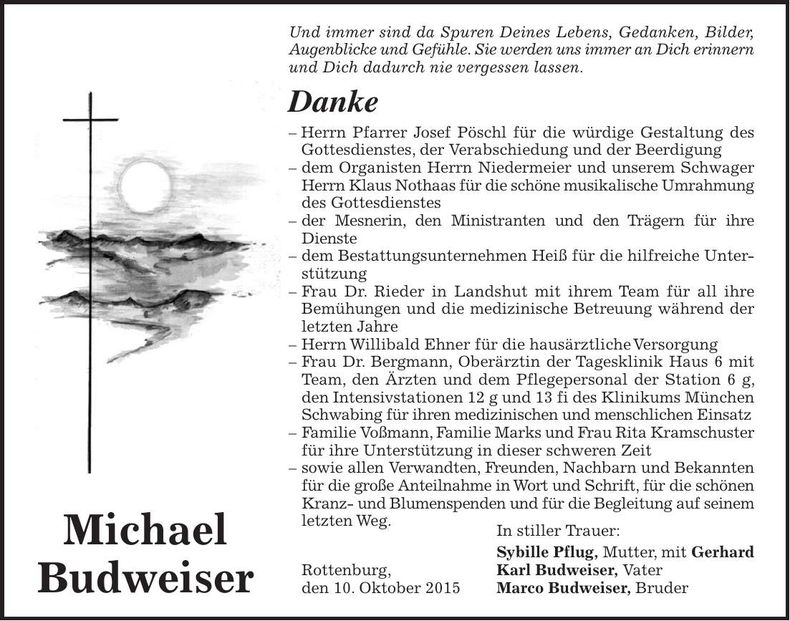 Traueranzeige Michael Budweiser