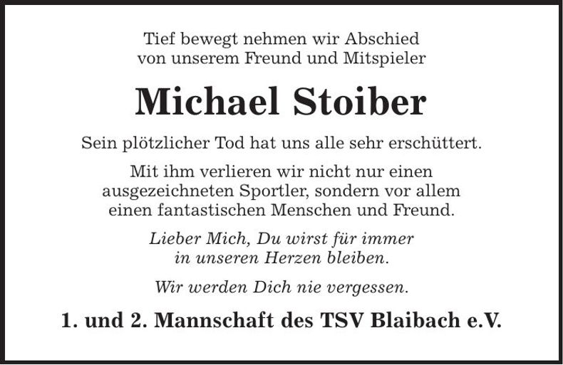 Traueranzeige Michael Stoiber