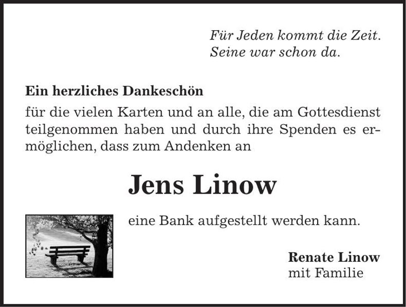 Traueranzeige Jens Linow