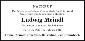 Traueranzeige Ludwig Meindl