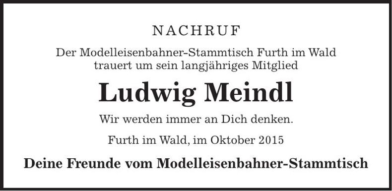 Traueranzeige Ludwig Meindl