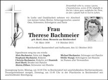 Traueranzeige Therese Bachmeier