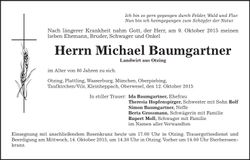 Traueranzeige Michael Baumgartner