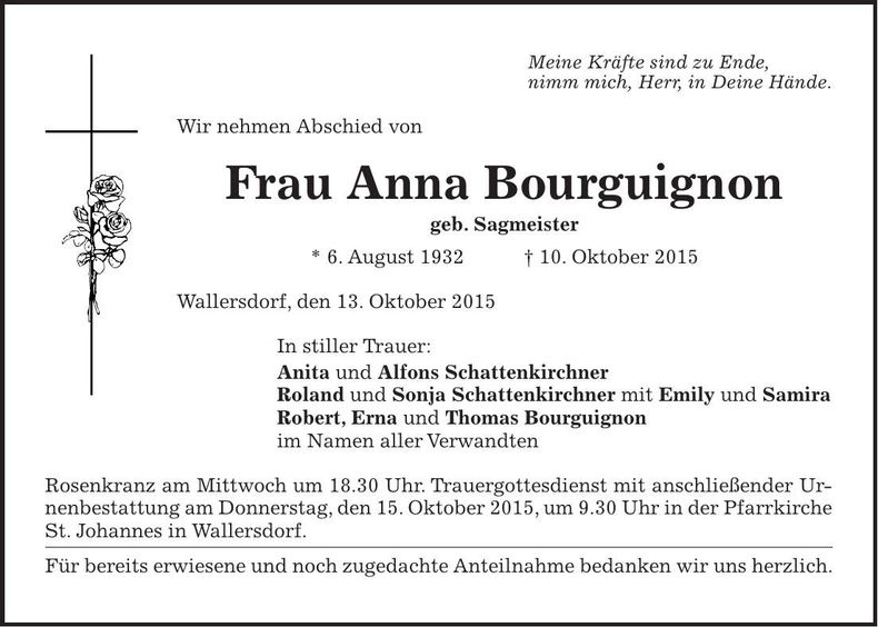 Traueranzeige Anna Bourguignon