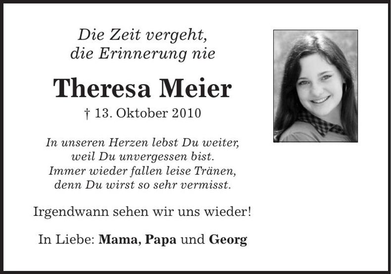 Traueranzeige Theresa Meier