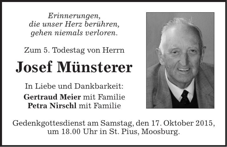 Traueranzeige Josef Münsterer